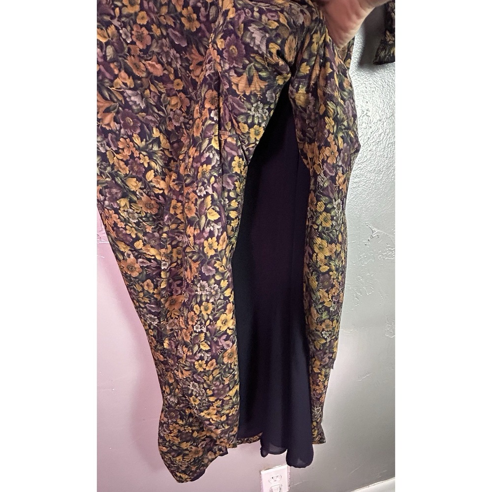 vintage Coldwater Creek sheer floral midi dress 6 100%silk Cottage Core Fall - Picture 3 of 11